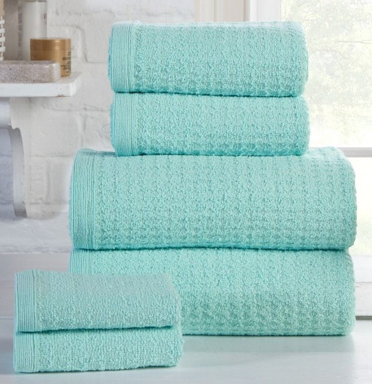 6pc Waffle Towel Bale - Duck Egg 100 % pure cotton