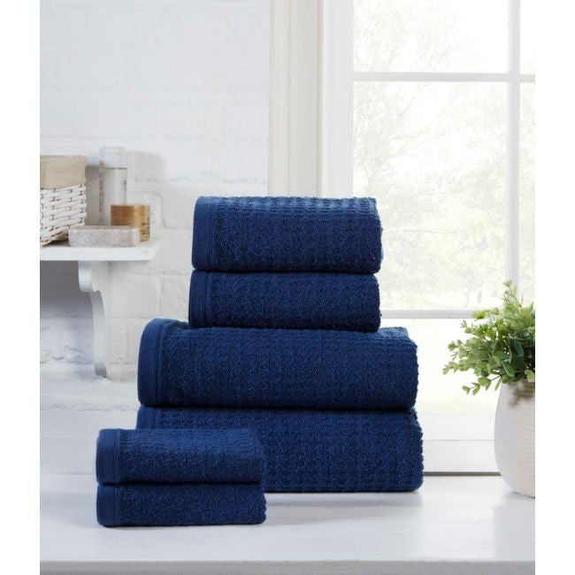 6pc Waffle Towel Bale - Navy 100 % pure cotton