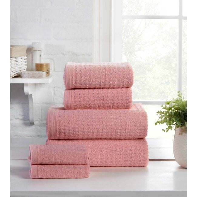 6pc Waffle Towel Bale - Pink 100 % pure cotton