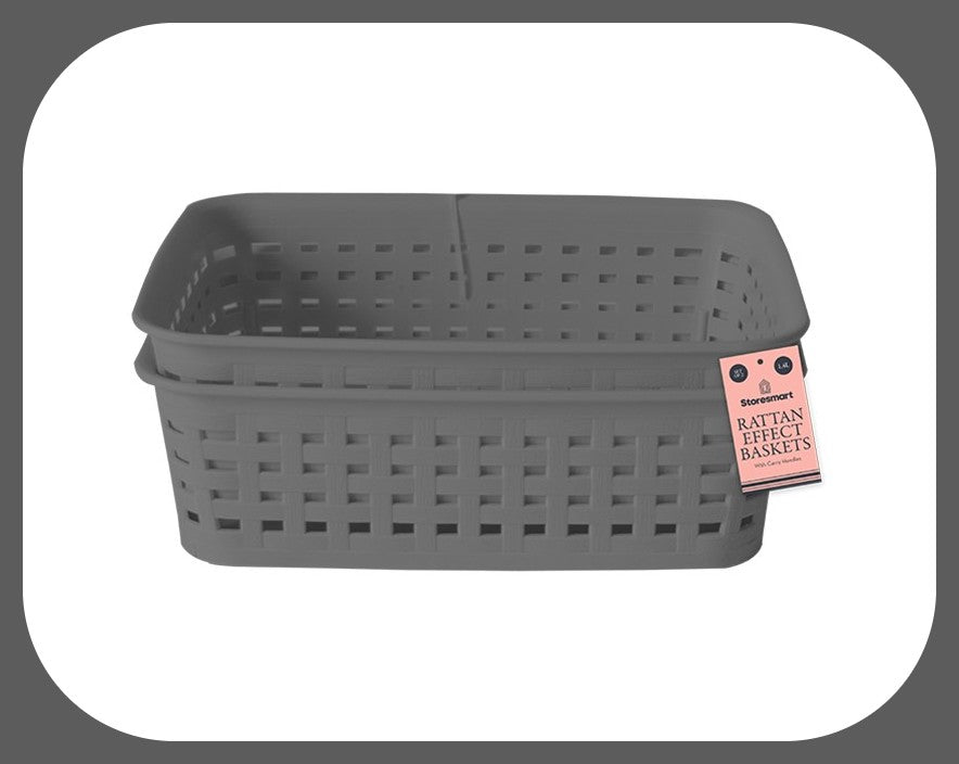 Pack of 2 Rattan Effect Baskets