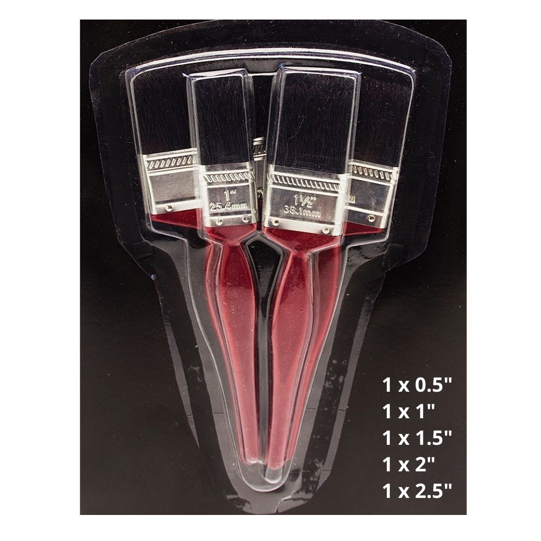 Pack of 5 Pure Bristle Paint Brushes