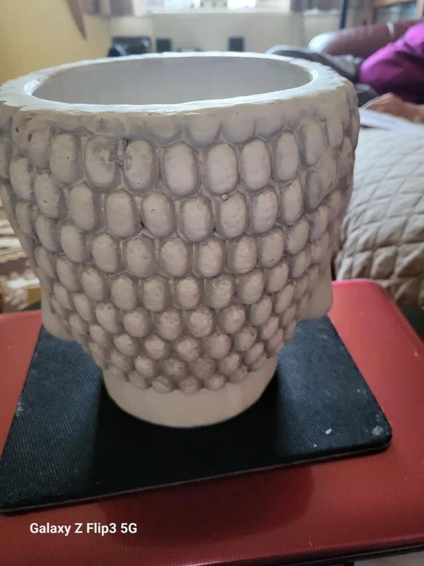 White Terracotta Buddha Head Planter