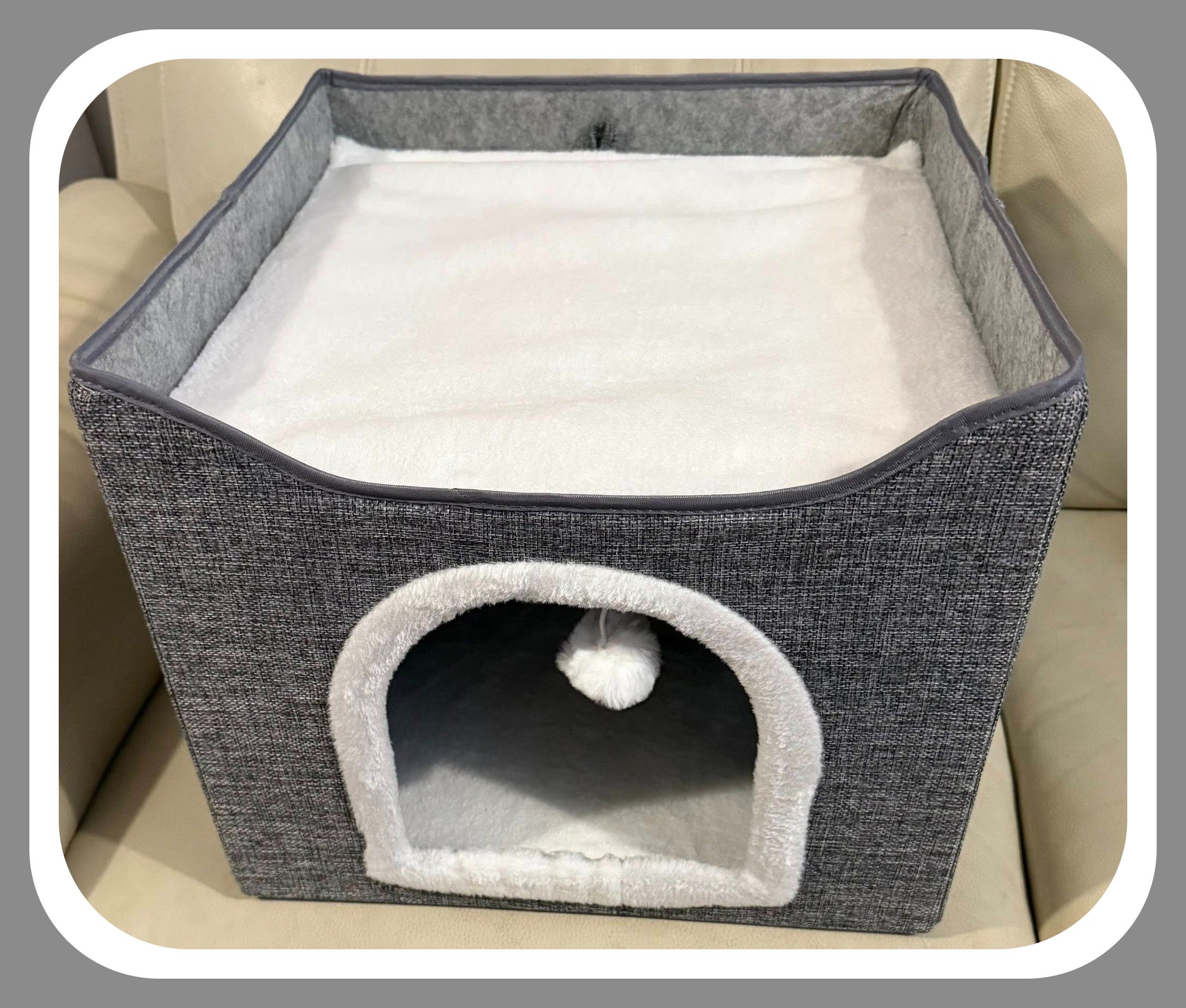 Foldable Cat House with Scratching Board
