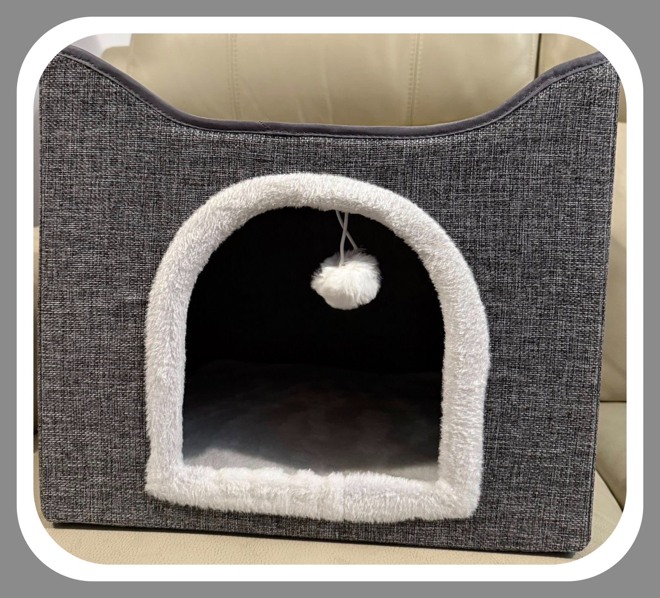 Foldable Cat House with Scratching Board