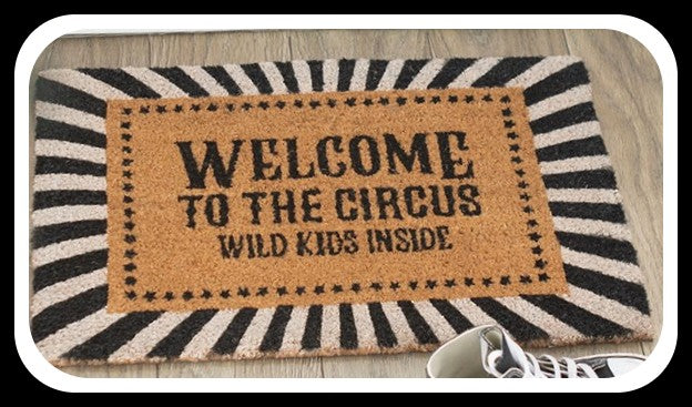 Black Welcome to the Circus Doormat Coir Brand New