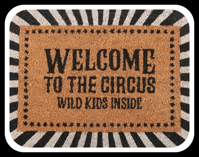 Black Welcome to the Circus Doormat Coir Brand New