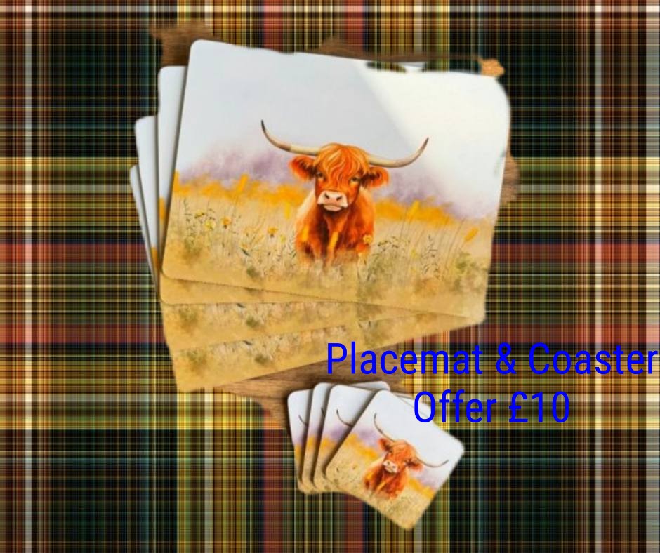 Highland Cow Place mat & Coaster Offer