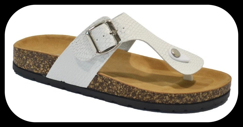 LADIES COMFORT  FOOTBED SLIP ON FLAT WIDE MULES
