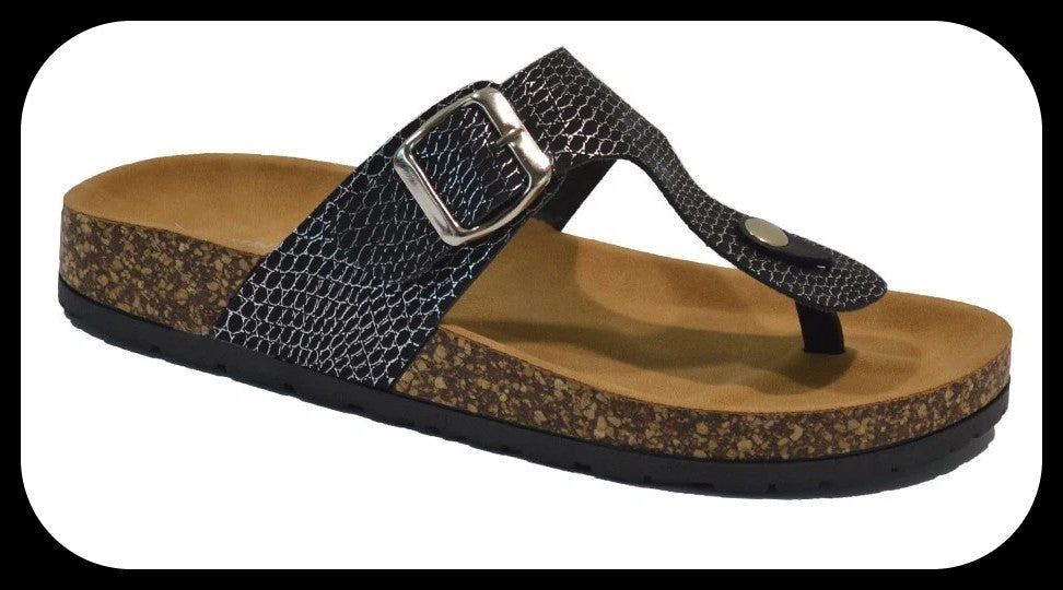 LADIES COMFORT  FOOTBED SLIP ON FLAT WIDE MULES