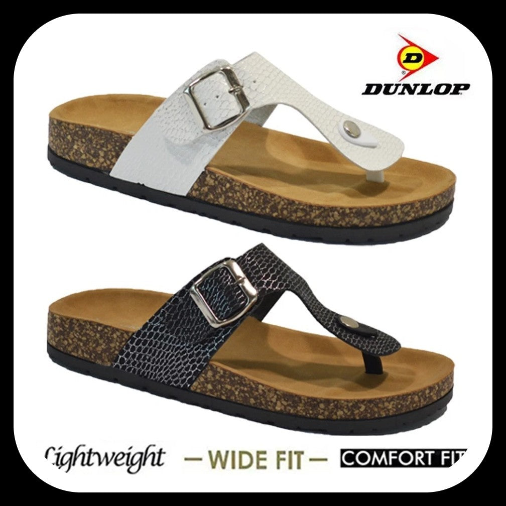 LADIES COMFORT  FOOTBED SLIP ON FLAT WIDE MULES