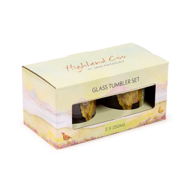 Set of 2 Glass Tumblers - Highland Cow