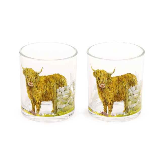Set of 2 Glass Tumblers - Highland Cow