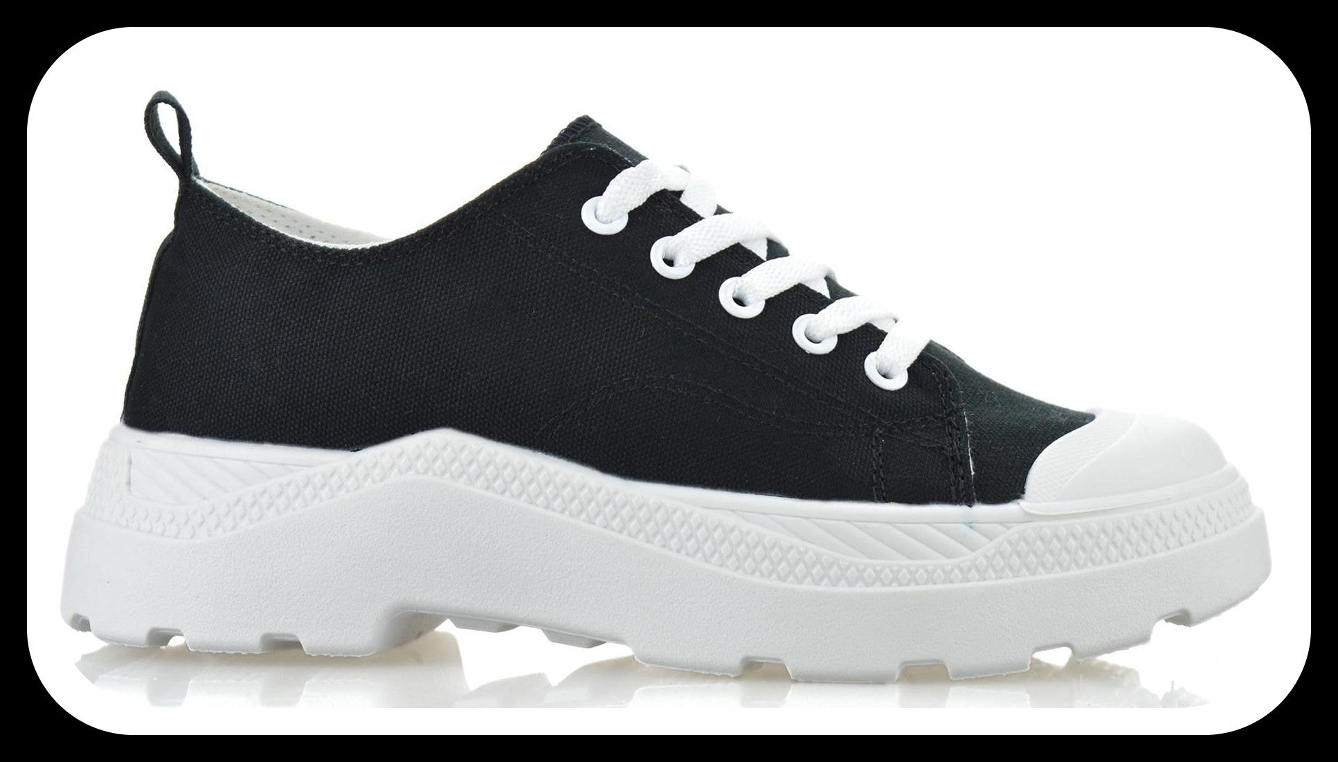 Womens Memory Foam Casual Canvas Chunky Heel Walking Trainers