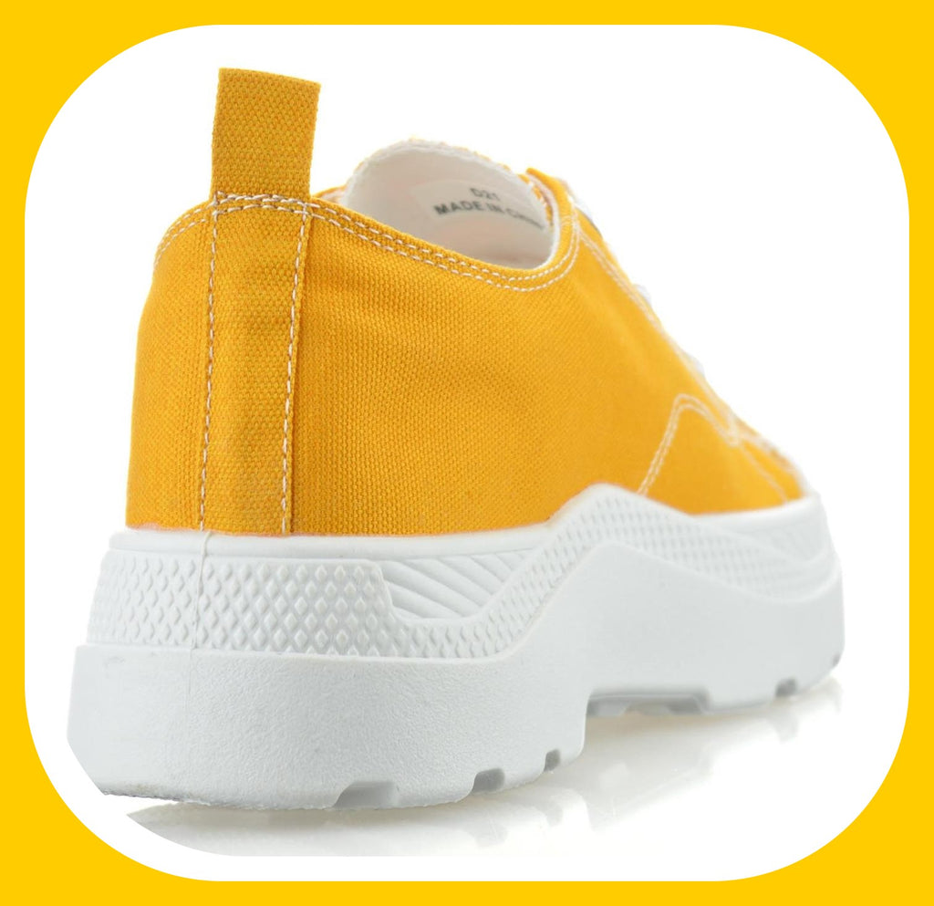 Womens Memory Foam Casual Canvas Chunky Heel Walking Trainers