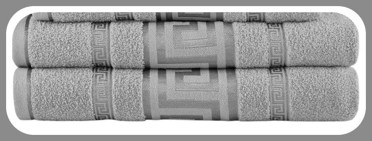 Pair of Snoozeville Royal Greek Bath Sheets Silver 100% Cotton - 500GSM