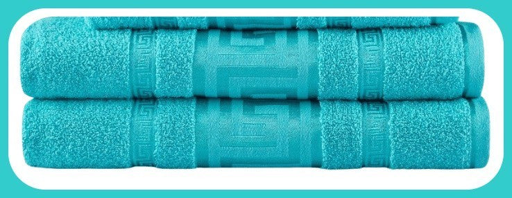 Pair of Snoozeville Royal Greek Bath Sheets Aqua 100% Cotton - 500GSM