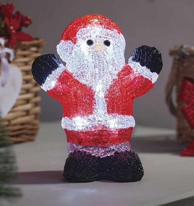 Inlit Ice Santa  ideal for in or outdoors  15cm with 12 bright white LEDs sale