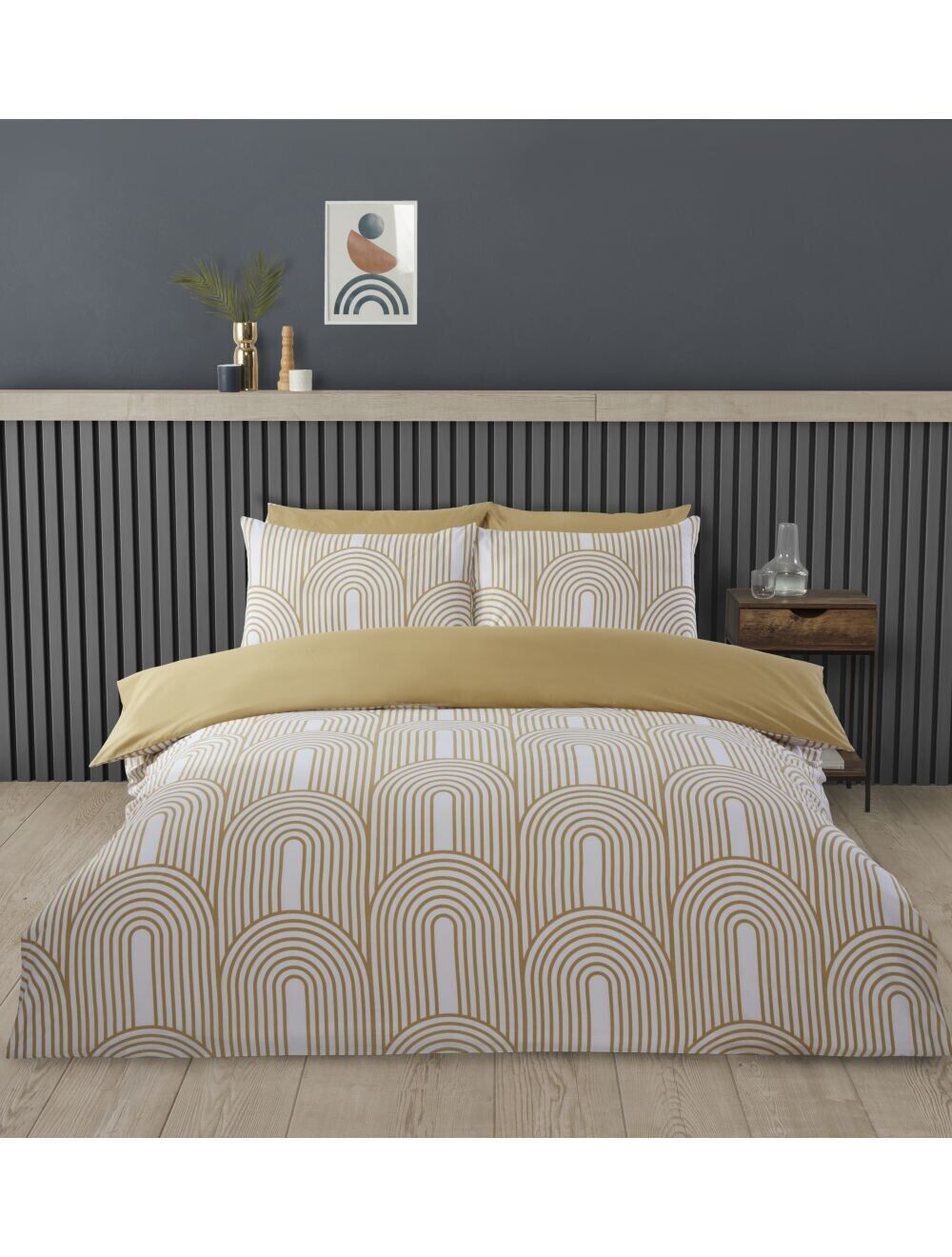 ArchesOchre Bedding set fully reversible popper fastening - Double Size SALE