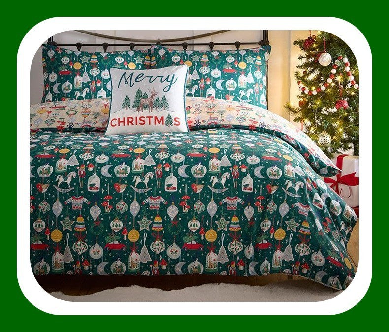 Christmas Ornament Single Duvet set 52% recycled polyester, 48% BCI cotton.Sale