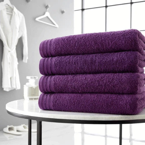 Pair of Luxury Wilsford Cotton Bath Sheet  Purple 100% Pure Luxury Cotton