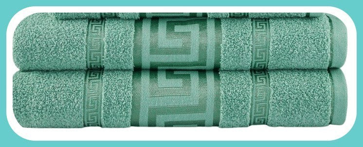 Pair of Snoozeville Royal Greek Bath Sheets Green 100% Cotton - 500GSM