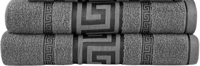 Pair of Snoozeville Royal Greek Bath Sheets Charcoal 100% Cotton - 500GSM