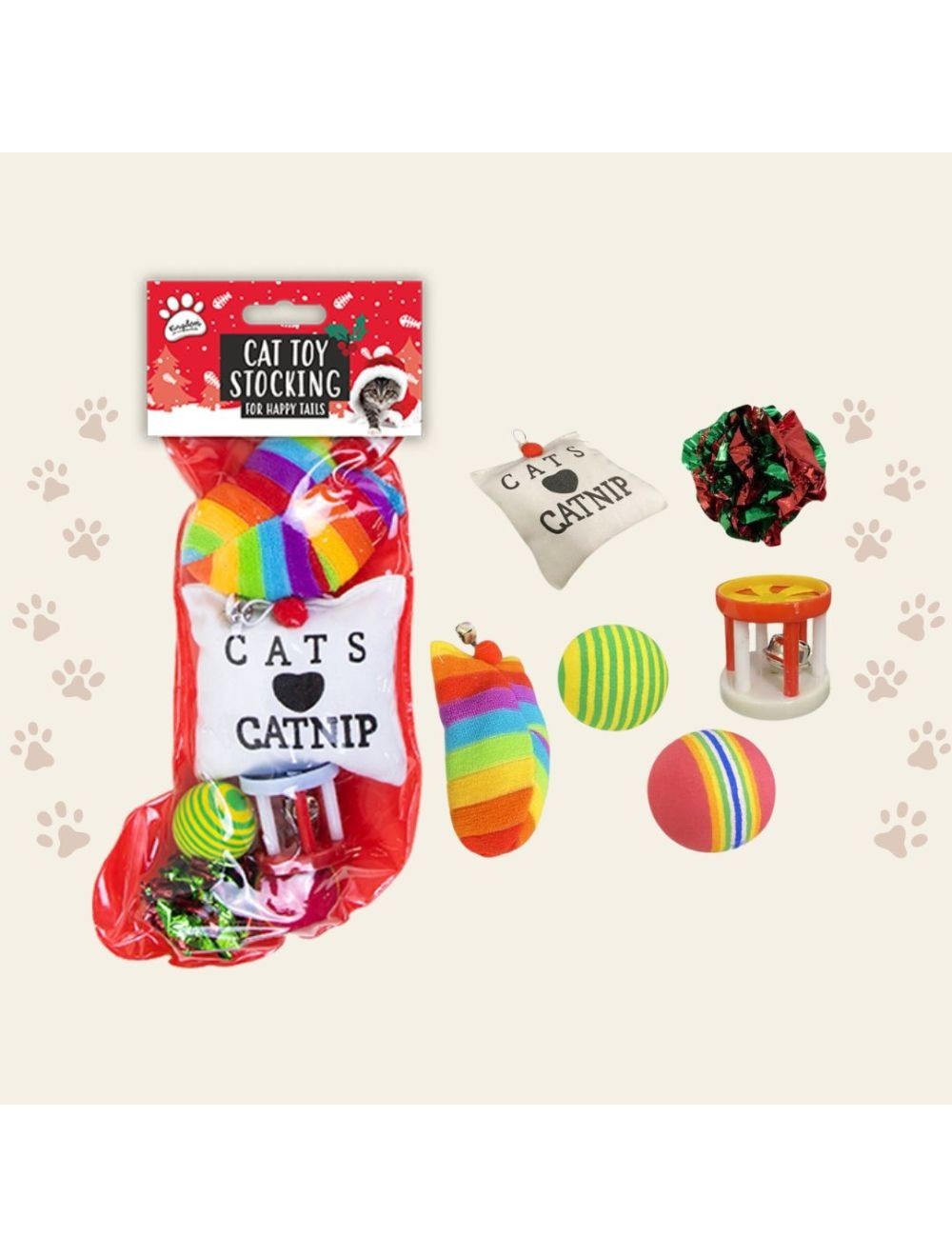 Christmas Cat Toy Stocking (total of 6 toys per stocking ) Varies brand new