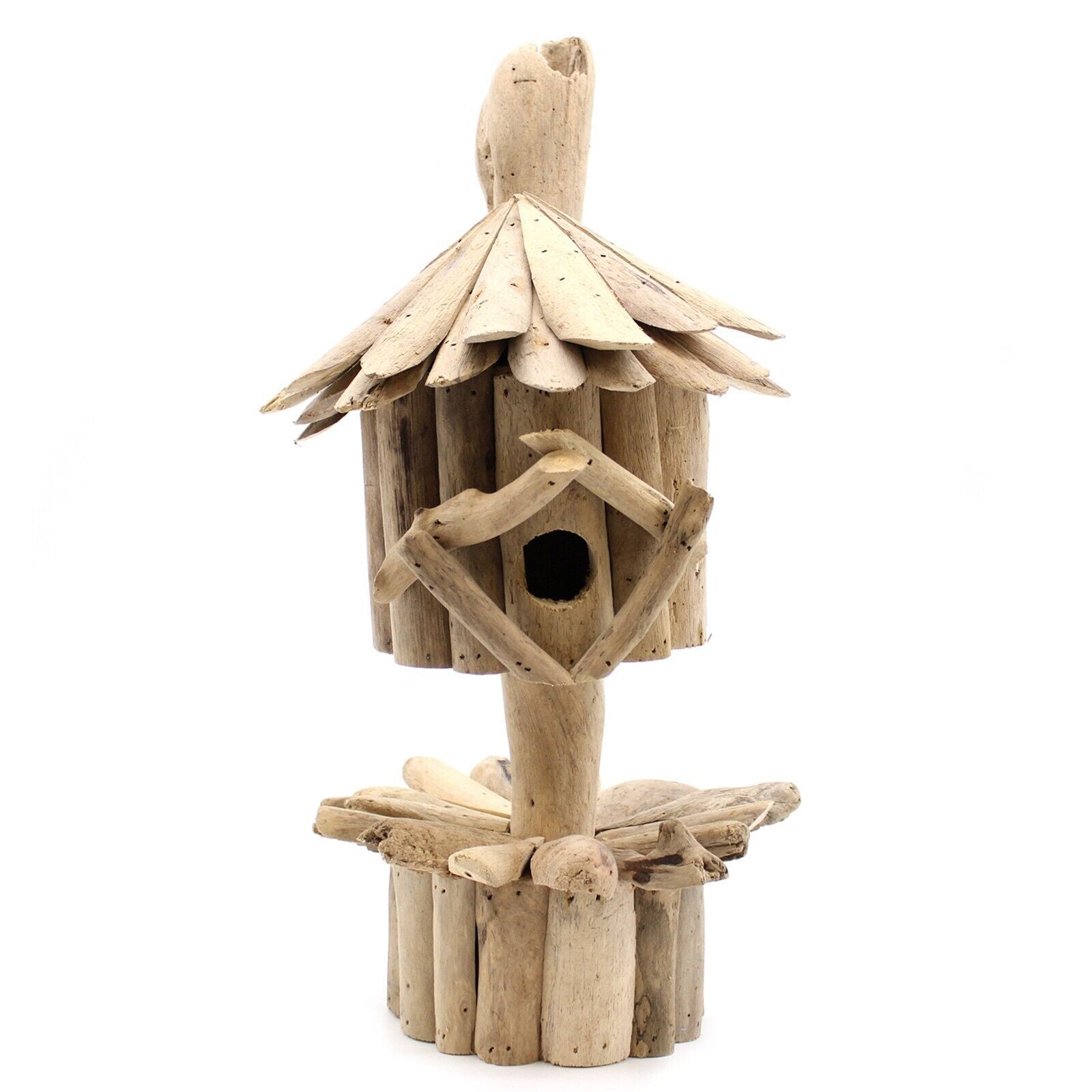 Handmade Driftwood Birdbox - On Stand Featuring a hanging rope