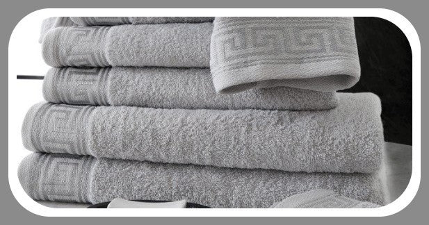 Pair of Snoozeville Royal Greek Bath Sheets Grey 100% Cotton - 500GSM