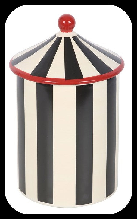 Black Striped Circus Tent Storage Jar Brand new boxed