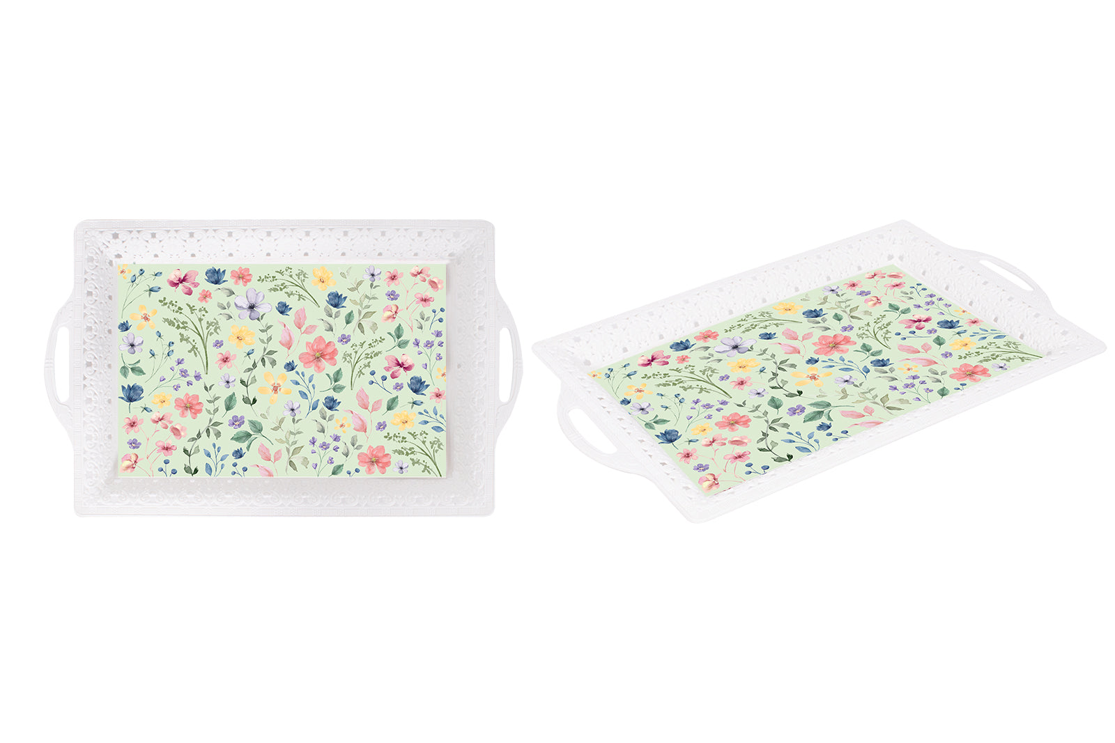 One Floral Serving Tray